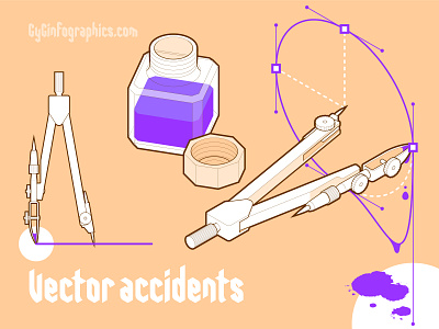 Vector Accidents accident compass drawing compass drops error ink isometric isometric art learning mistake novice rookie technical drawing technical graphics technical illustration tracer vector graphics