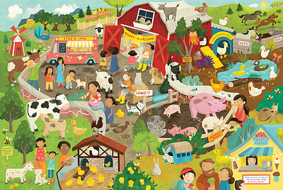 Not Another Farm - jigsaw puzzle animal illustration childrens book illustration childrens books childrens illustration cruelty free agriculture cute animals families farm farm animals illustration jigsaw puzzle kids books puzzle illustration whimsical