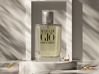 Giorgio Armani parfum 3d animation branding giorgio armani graphic design leafs logo motion graphics parfum silver ui