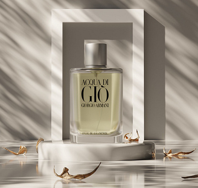 Giorgio Armani parfum 3d animation branding giorgio armani graphic design leafs logo motion graphics parfum silver ui