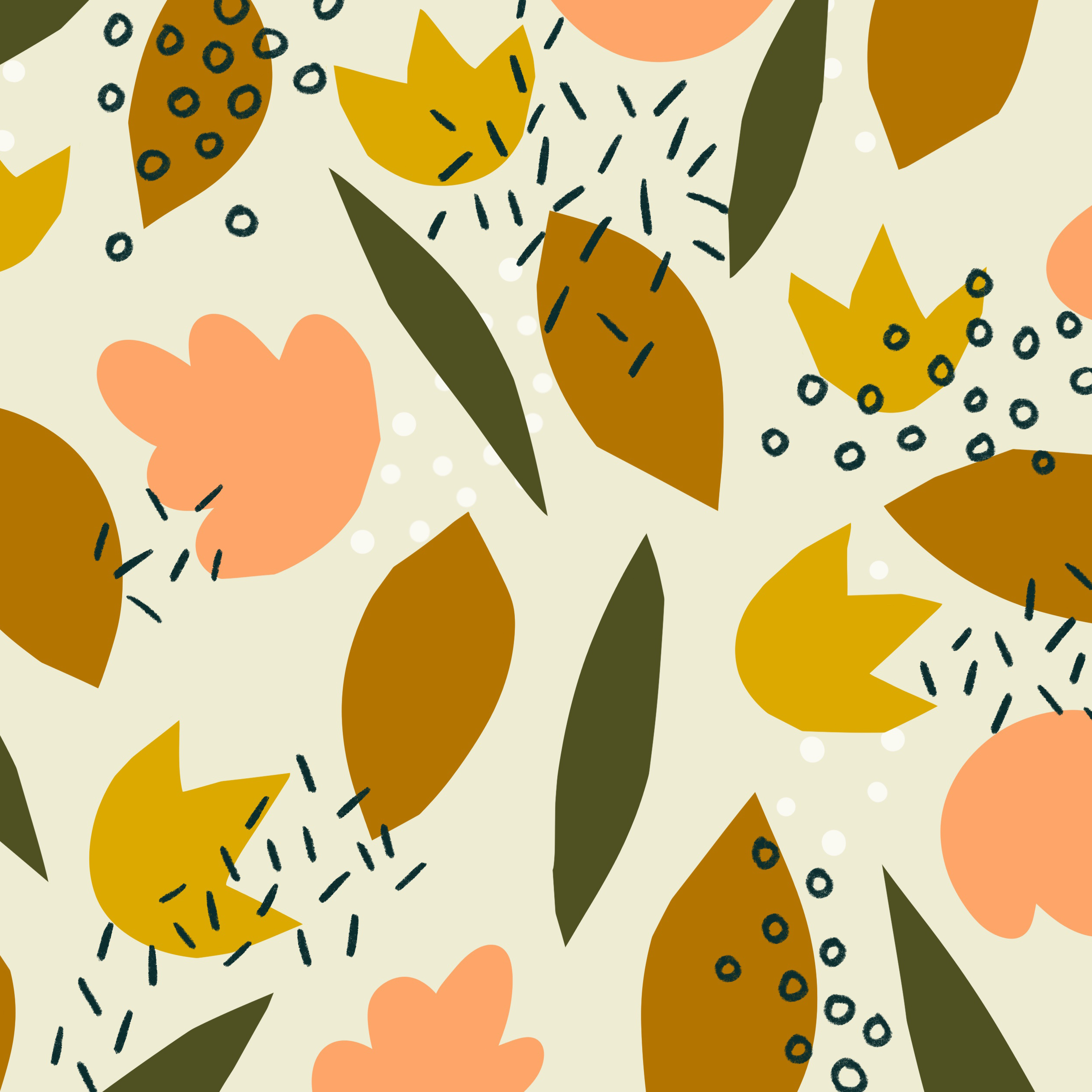 Free Desktop & Phone Wallpaper Background - October art background collage fall flat free free download geometric illustration leaves pattern shapes wallpaper