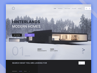 Hinterlands - Real Estate - Freebie clean figma flat free graphic design landing page real estate ui ux web website