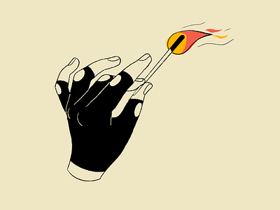 Match fire flame glove hand illustration inktober match procreate