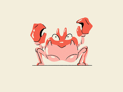 Krabby beach crab crabby flat illustration inktober krabby pokemon procreate vintage