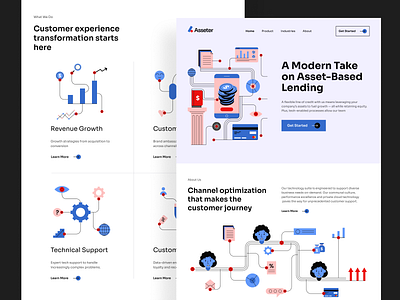 Asseter - Financial Service Website design finance financial fintech illustration investment landing page platform service ui venture capital web web design website