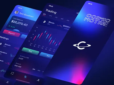 Cosmic Crypto 3d branding crypto currency design graphic design illustration logo product ui ux vector
