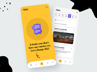 Nikki - Journal app design illustration inspiration ios journal mobile ui ux