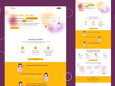 SAAS Landing Page glass morphism illustration landing page product design saas telephony ui voice web page