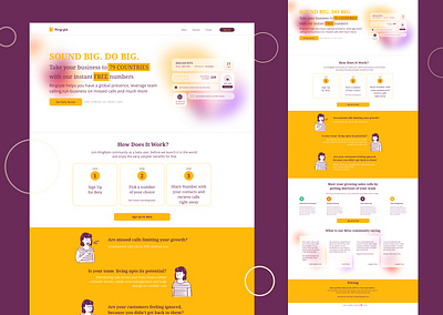 SAAS Landing Page glass morphism illustration landing page product design saas telephony ui voice web page