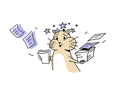 Increasing productivity and multitasking illustrations. animal black and white blog character comic concept doodle drawn flat hamster hand illustration lifestyle management modern set simple sketch time ui