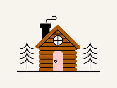 Cabin Illustration branding cabin camp camping color cute design icons illustration lodging logo travel ui vector woods