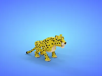 Voxel African Animals - Cheetah - Game Asset 3d 3d model african animal animals animated cartoon cheetah fantasy game asset gamedev godot lowpoly stylized unreal engine untiy3d voxedit voxel voxel art voxels