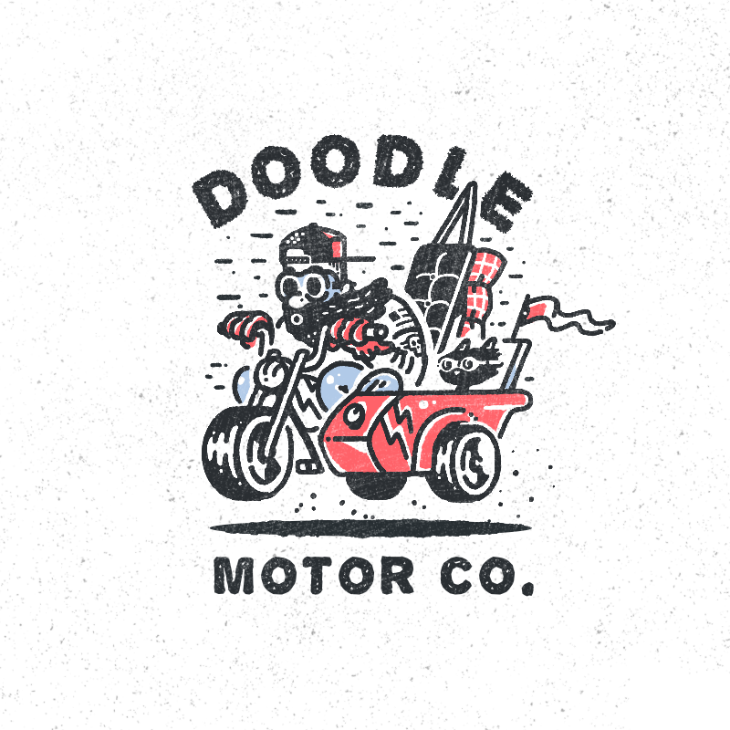 Doodle Motor Co. beard beards bike bike club bike gang biker bikes cat cats doodles drawing hand drawn illustration kittens kitty motorcycle motorcycle club motorcycles procreate sidecar