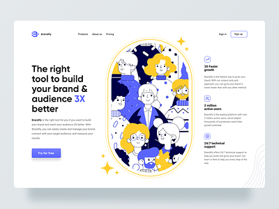 Brandify - Website: Landing Page animation branding design figma illustration logo typography ui ui design ux vector