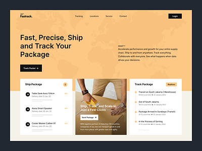 Logistics - Ship & Track Package dark logistics minimilism orange package retro send ship simple track ui uiux user interface ux web design webdesign website