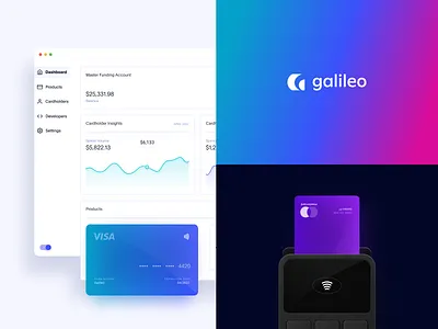 Activating a Digital Brand for Fintech Company Galileo Financial 3d bank banking branding cards credit card dashboard desktop digital brand finance fintech glass gradient illustration payments skeuomorph tablet ui visual design web design
