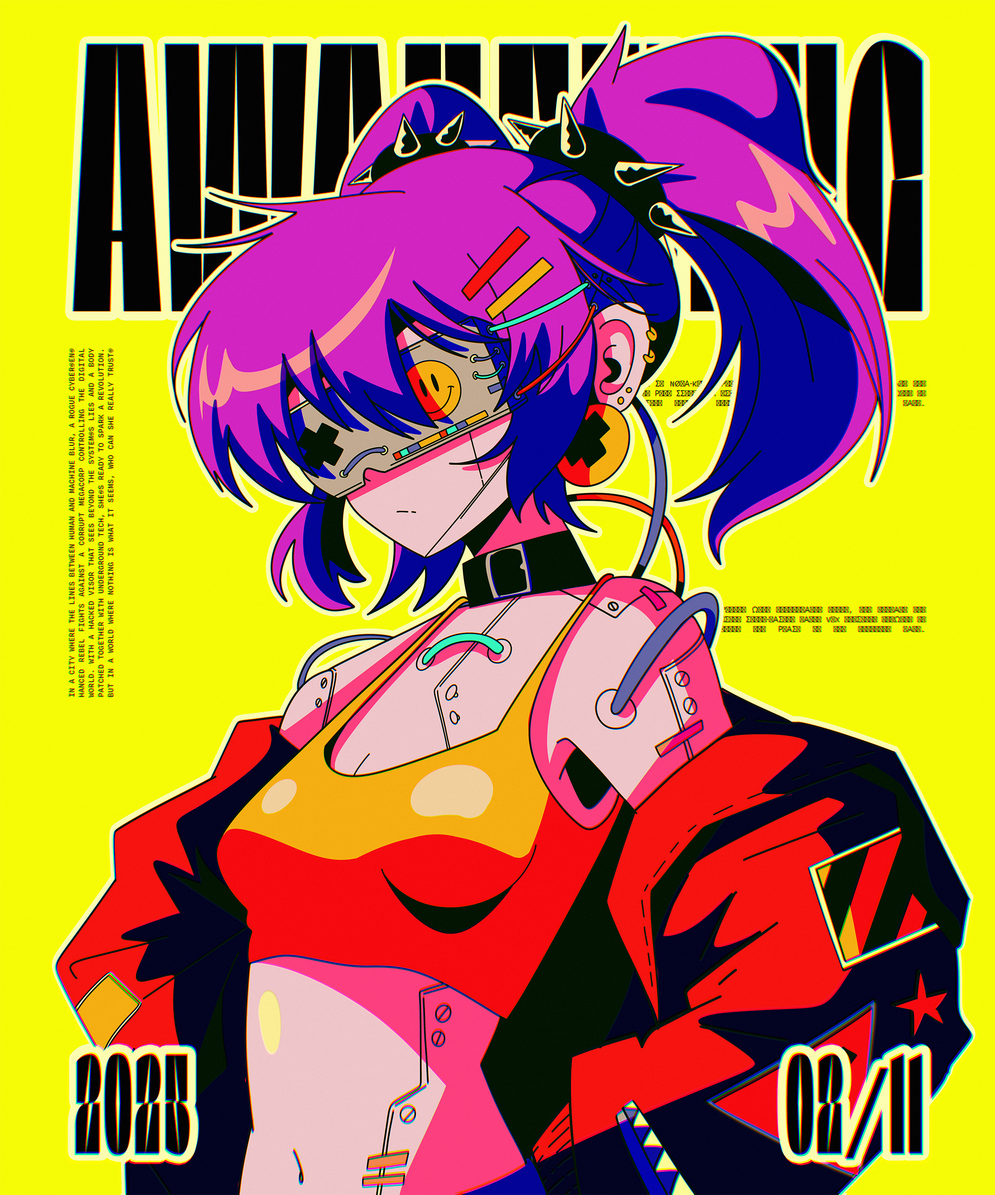 AWAKENING abstract anime illustration poster texture