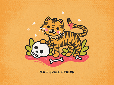 ROSETOBER 04: Skull bones illustration inktober skull tiger tiger cub vector