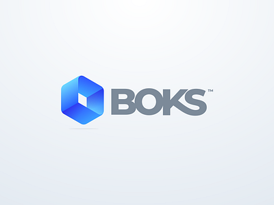 Boks Logo Icon blue box brand branding colorful design hexagon identity illustration logo simple vector