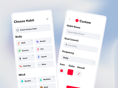 Habit Tracker App UI Design app design custom habits daily routine goal setting habit habit tracker intuitive ui lifestyle app mobile design personal development productivity app smart habits task manager task planner tracker tracking app ui design ux design ux ui wellness tracker