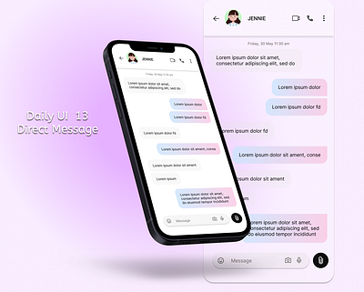 Daily UI #13 - Direct Message app creative daily ui daily ui 001 daily ui challenge design direct message figma illustration message ui uiux user friendly user interface