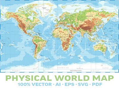 Physical World Map. Vector map relief topographic vector world worldmap