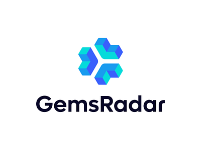 GemsRadar - Logo Concept 3 ( for sale ) arrows blockchain brand branding crpytocurrency crypto diamond gems helix hub isometric live chart logo movement platform prices radar rays symbol wallet
