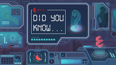 Evren x Heltr Skeltr 1 adobe illustrator control panel cybersecurity did you know evren futuristic ui gradient illustration isometric motion graphics panels retro retro tech space tech gear tech screens vector