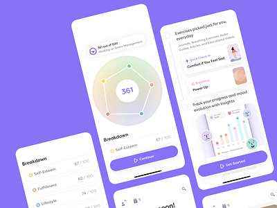 Mindfulness & Mood Tracker App app design daily journal guided reflection habit tracker meditation mental health mindfulness mobile app mood mood tracker personal growth productivity app progress insights self care self improvement tracker app ui design ux design ux ui wellness app