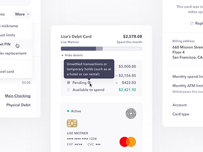 Card Detail Updates bar cards components detail figma graph headers name physical properties spending states table variants virtual visualization