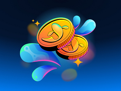 Goldfish Reward Tokens 3d coin color colorful design figma glow gradient graphic design illustration lighting liquid neon ocean shiny vector vibrant water