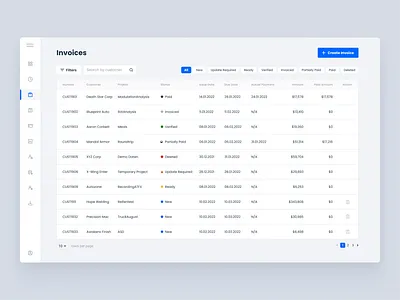 Accounting table accounting app blue clean dash dashboard design minimal minimalist minimalistic table ui uiux ux web webdesign