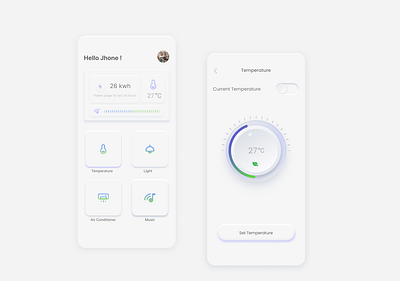 Neumorphism design - Smart Home App app graphic design illustration ui ux