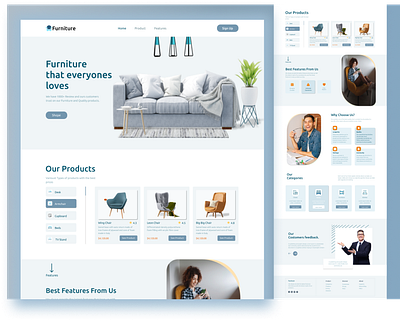 Furniture UI UX Web Design - Woods That Everyone's Loves design ele elementor elementor templates figma logo ui ui design uiux ux web wordpress