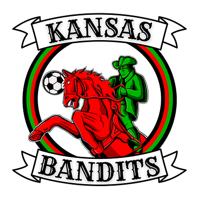 kansas bandits logo bandit bandits branding cowboy graphic design horse logo soccer sports western