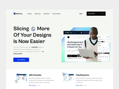 WebTree - Landing Page Web Builder builder dev tools editor feature gradients hero banner hero section home page landing page no code product page responsive saas section template tools web web builder website widgets