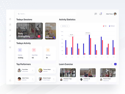 Fitness Tracker Dashboard activity app activity tracker charts daily task dashboard fitness gym health health app jannat uiux minimal personal trainer statistics tracker training uiux userinterface design ux web workout