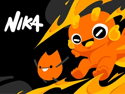 🔥Nika - Odama Mascot animal anthromorphic artwork bold brand brand persona branding character character design fire flame identity guideline illustration mascot merchandise mockup procreate salamander sketch visual identity