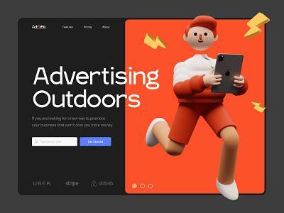 Advertising Outdoors / Main screens 3d blue design digitalbutlers graphic design green illustration landing main screen orange people person red typography ui