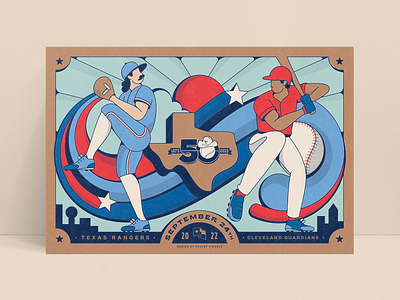 Texas Rangers 50th Anniversary Poster baseball illustration illustrator mlb poster retro sports texas texasrangers vintage