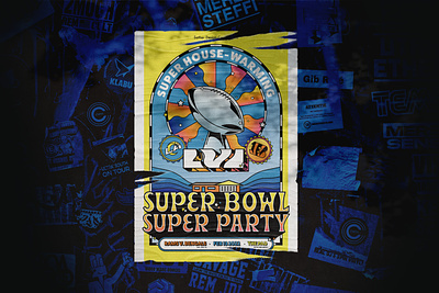 My 2022 Super House-Warming SUPER BOWL SUUUPPPEEERRRR PARRTTYY bengals burrow event football graphic design handlettering illustration invite lettering poster superbowl typography