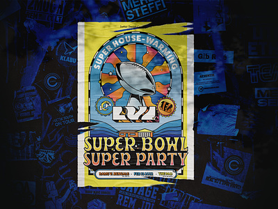 My 2022 Super House-Warming SUPER BOWL SUUUPPPEEERRRR PARRTTYY bengals burrow event football graphic design handlettering illustration invite lettering poster superbowl typography