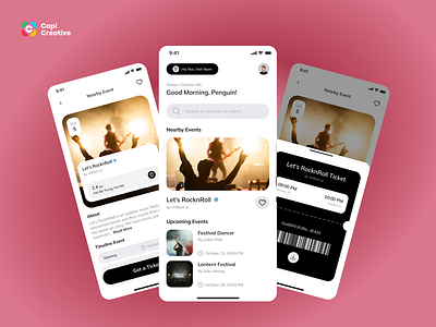 Event App - UI Concept app capi concert creative design event app festival app graphic design mobile mobile app design music app party ticket ui ui design ux design