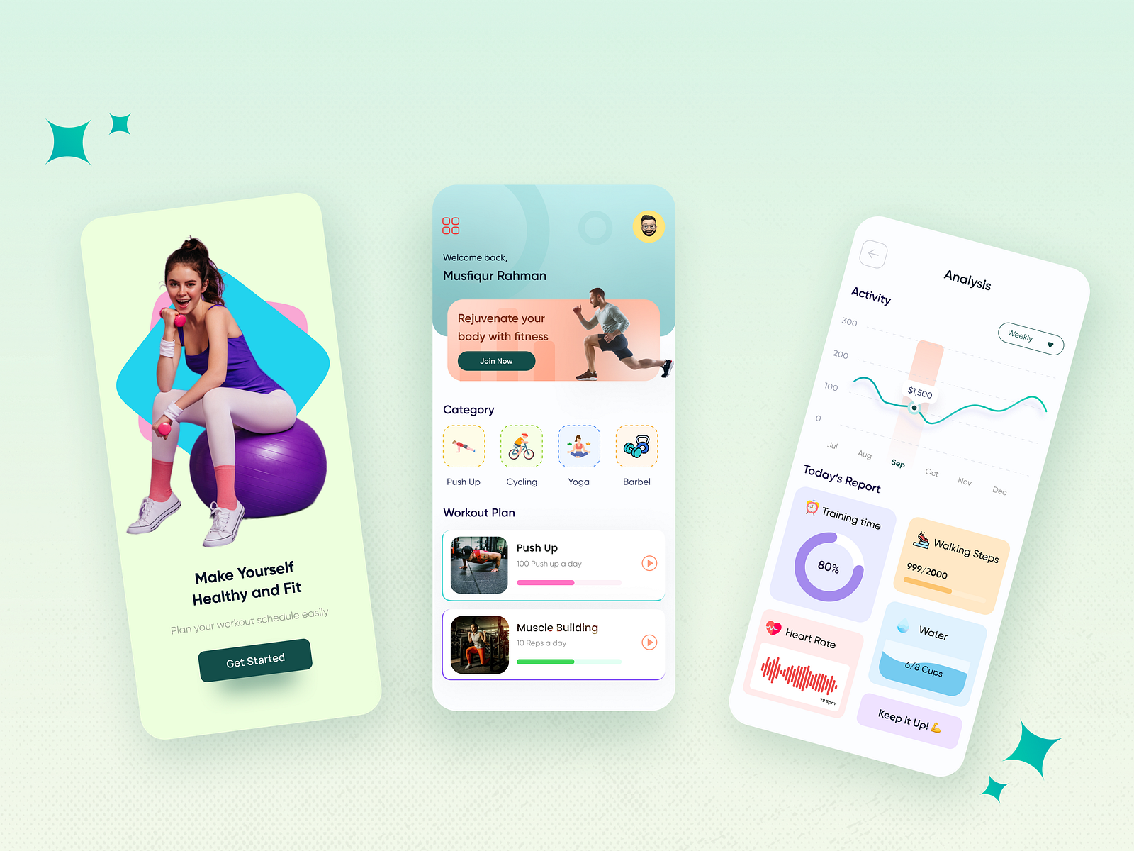 Fitness & Workout Mobile App Design by Mushi Rahman on Dribbble