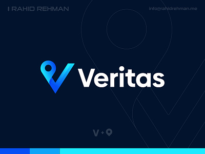 Veritas - Letter V + Location Pin Logo . by Rahid Rehman on Dribbble