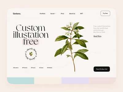 Custom Illustration Gerbera - Webflow Website branding colors cuberto custom dribbble flowers illustration shopify ui ux web webdesign webflow wordpress