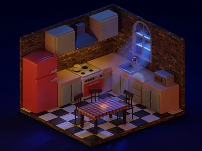 little kitchen 3d 3dartist 3skitchen animation art blender design dribbble graphic design house kitchen modeling motion graphics room ui