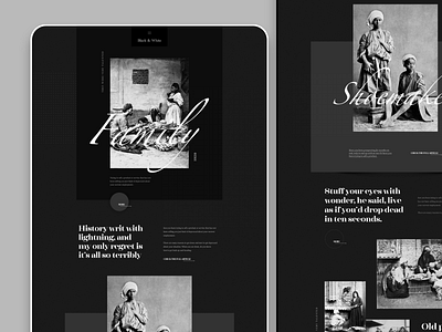 Black & White - History design landing page ui ux web web design