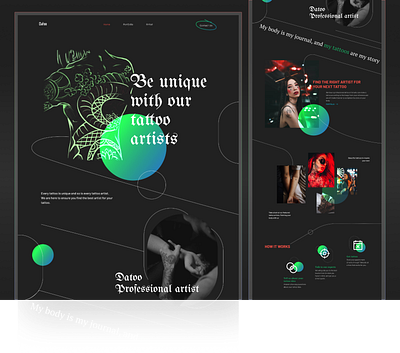 Datoo - Professional tattoo artist Landingpage branding clean dark dark landing page dark website design hero illustration landingpage minimal tatto landing page tattoo ui uiux ux vector website