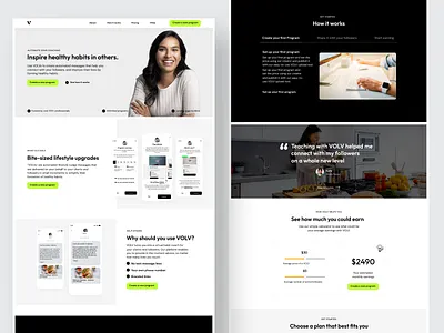 Virtual Coaching website - VOLV clean coach website coaching design education elearning influecer website landing page landing page design minimal modern online coaching online learning skill learning ui ux virtual coach web app web design website